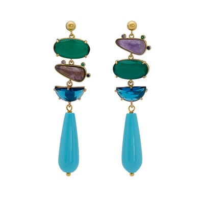 Amethyst and crystal earrings by Katerina Psoma